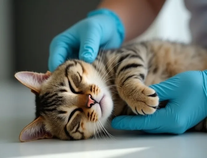 Specialist carefully handling a deceased cat with dignity in Magpie