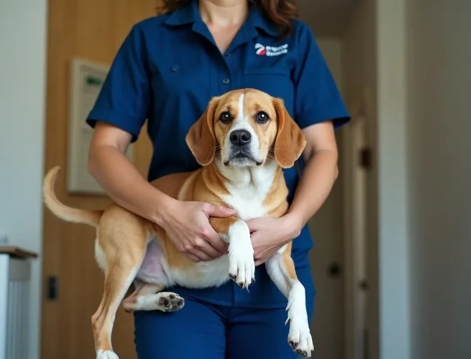 Technician respectfully transporting a deceased dog in Magpie